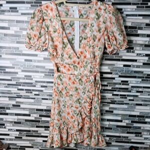 Ruby Sees Floral Wrap Dress Ruffled Hem Size 6 Cottagecore Romper Boho